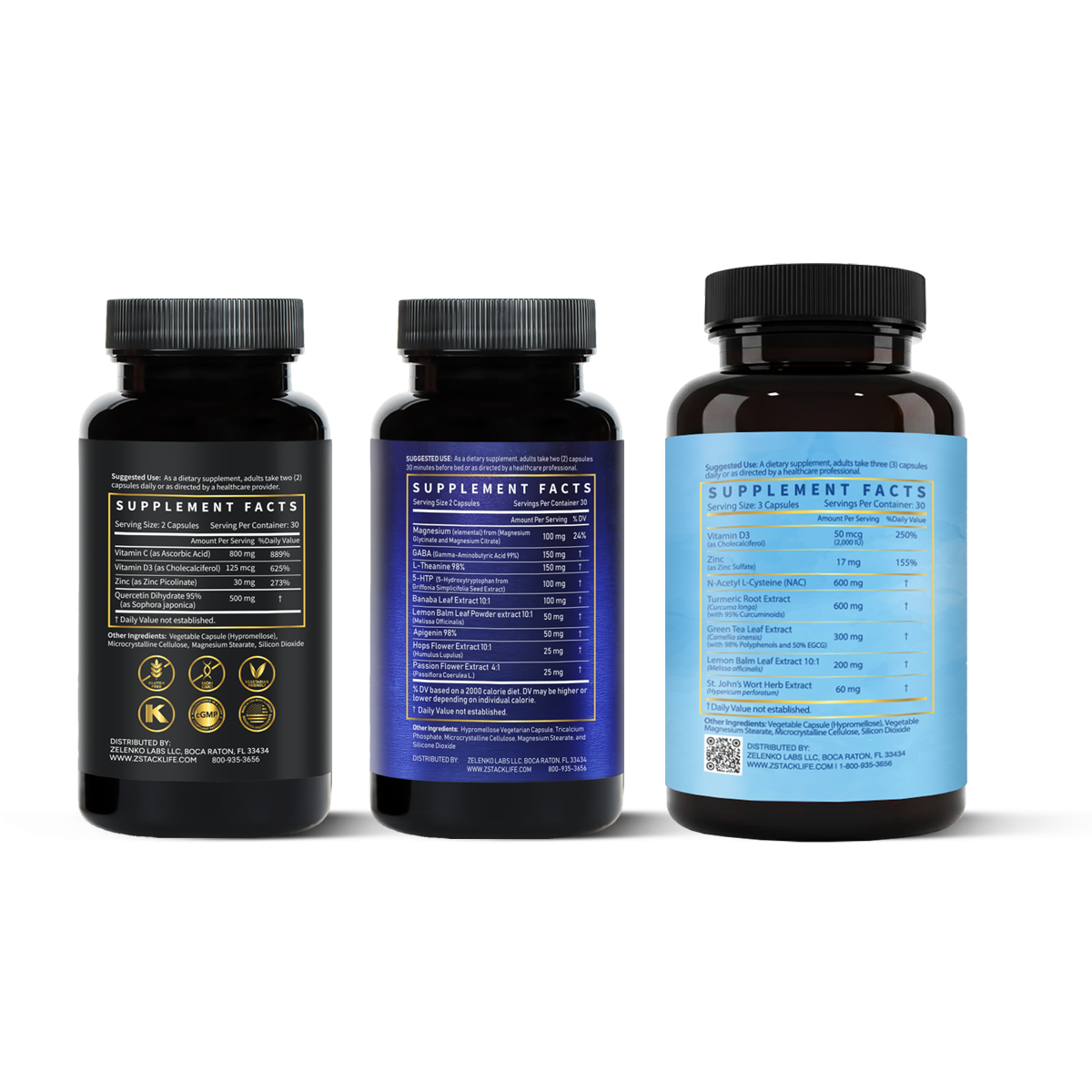 Z-Stack®, Z-Night and Z-Calm™ Dietary Supplement for Calm, sleep, focused days and immune support