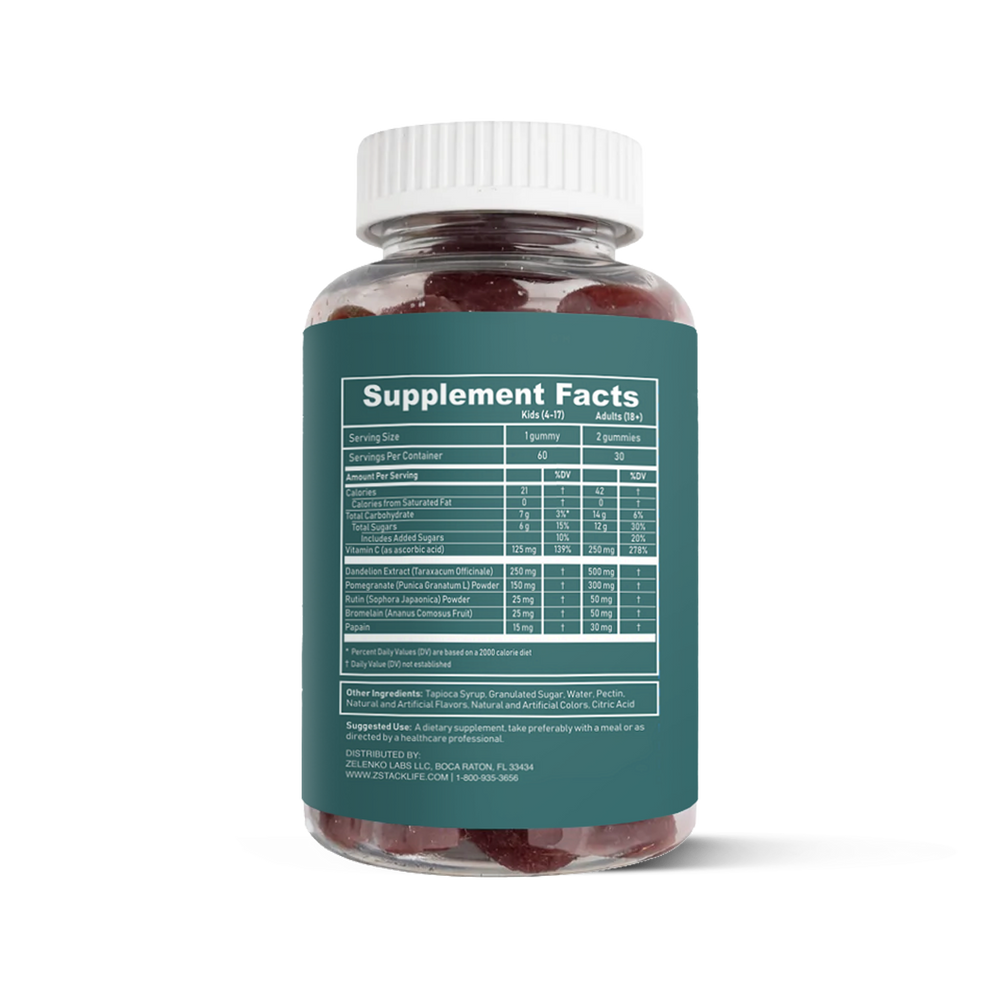 Bottle of Z-Spike dietary supplement gummies with a green label on a white background
