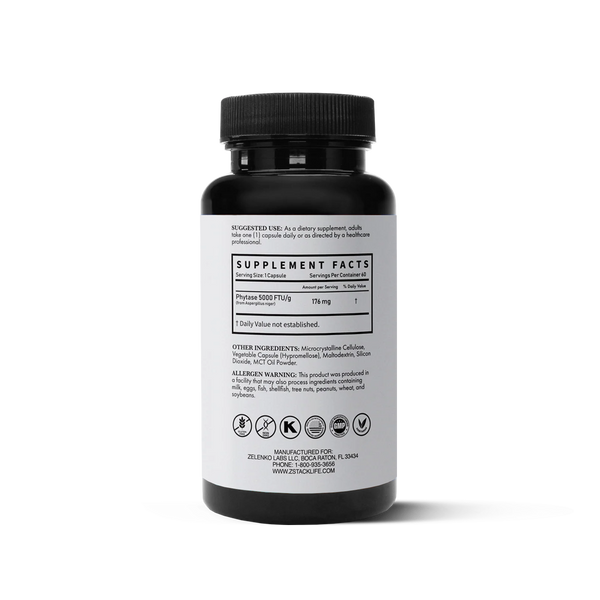Zelenko Z-Phyte™ dietary supplement supports efficient digestion and helps unlock essential minerals, including zinc, iron, calcium, and magnesium